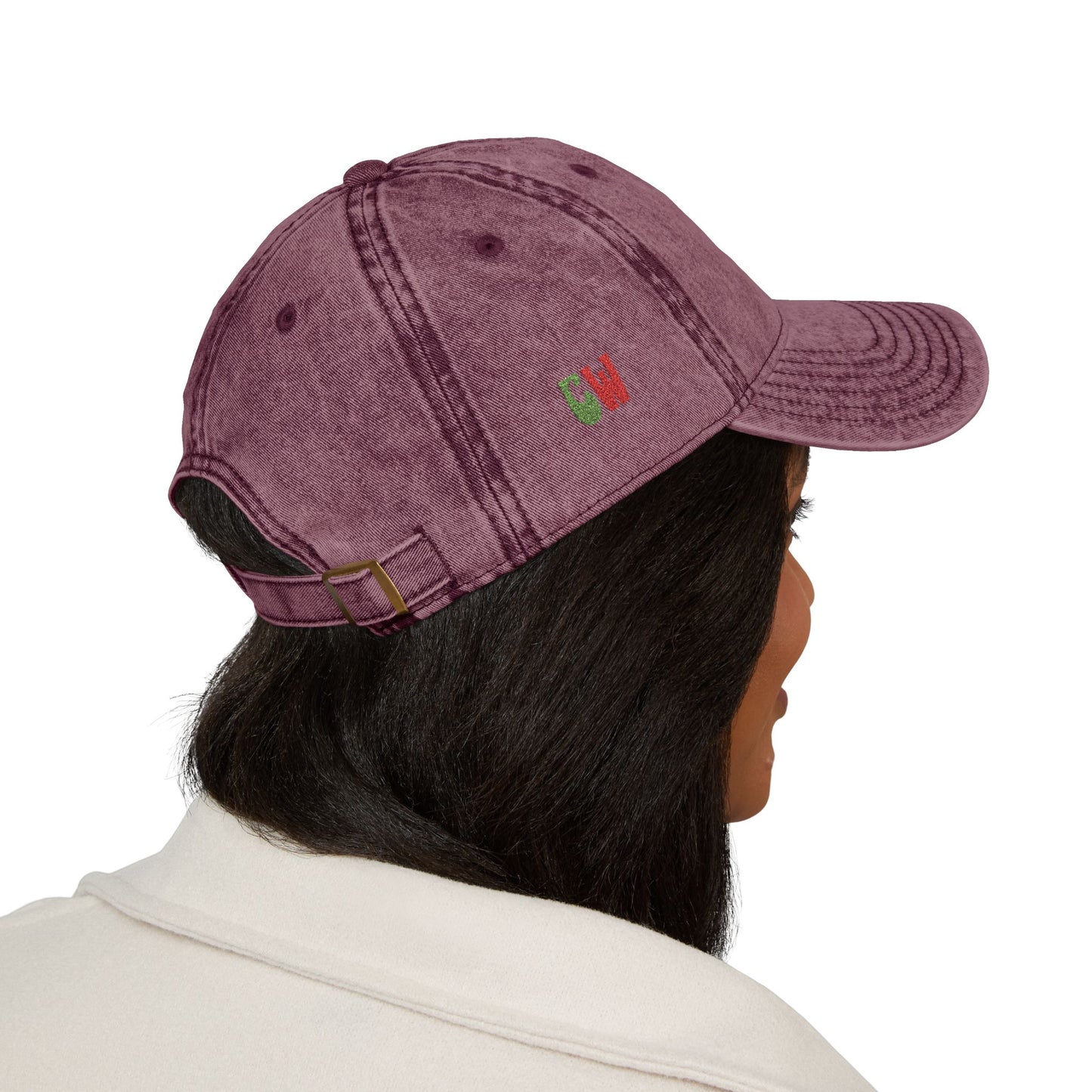 CW - Vintage Embroidered Cap – Washed Red Baseball Hat