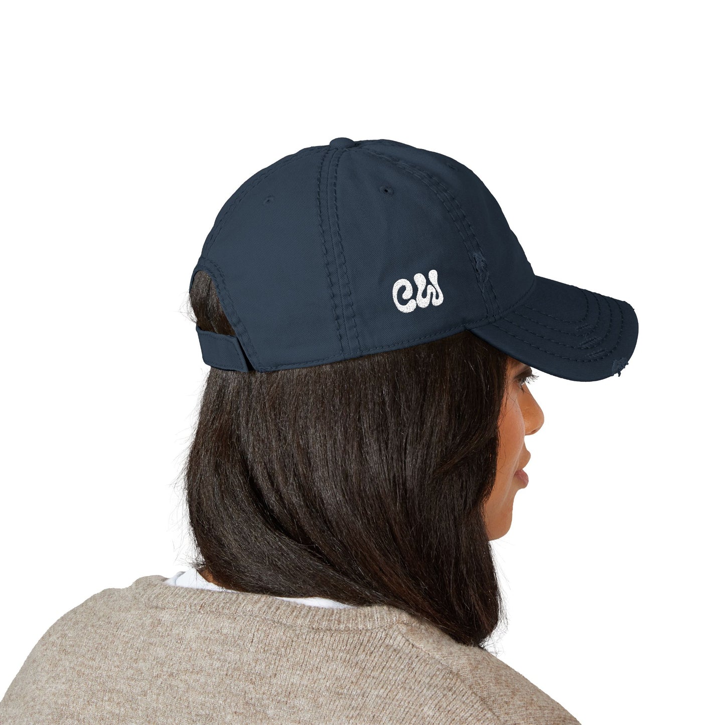 CW - Distressed Embroidered Dad Hat – Vintage Washed Baseball Cap