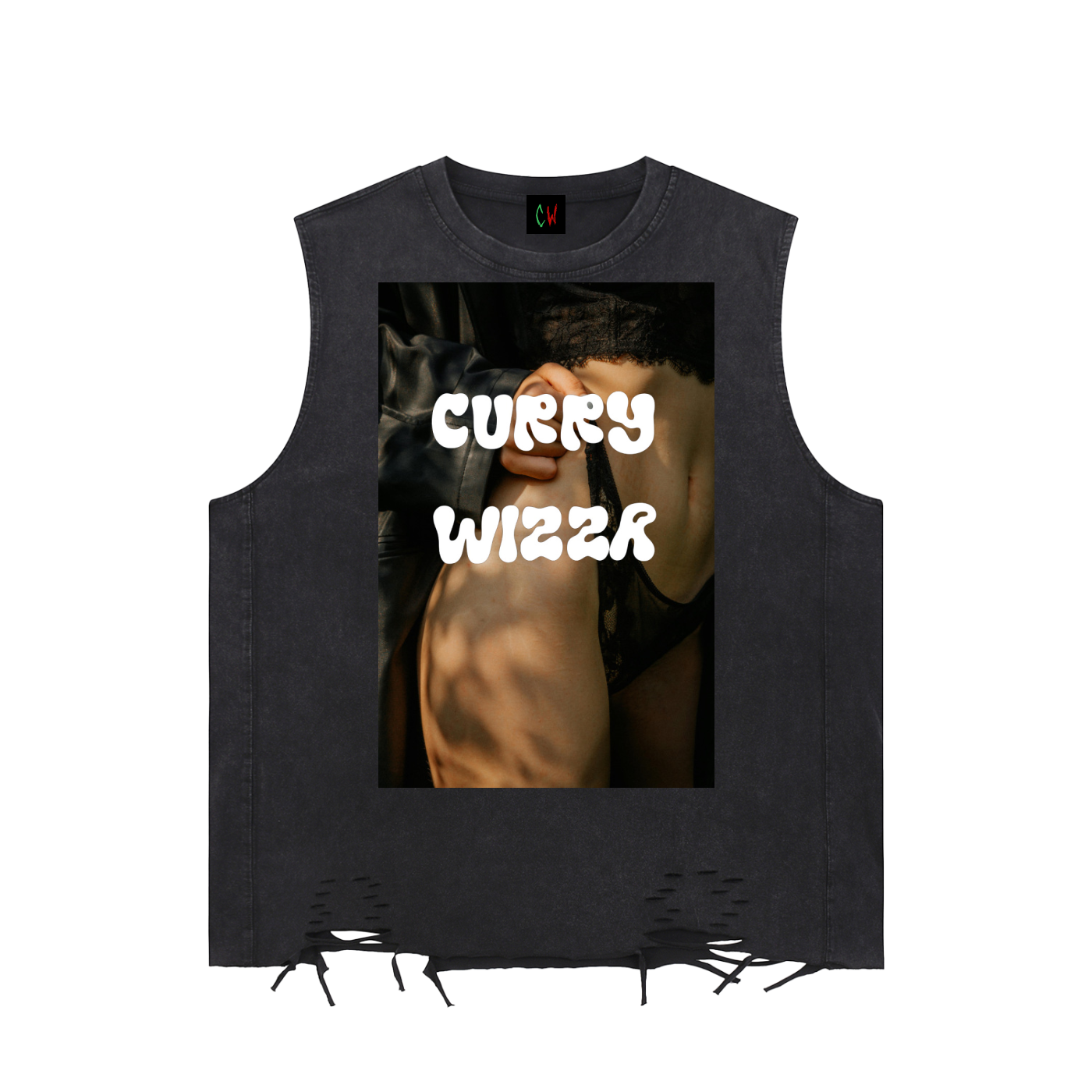 CURRY WIZZA - Snow Washed Raw-Hem Tank Top