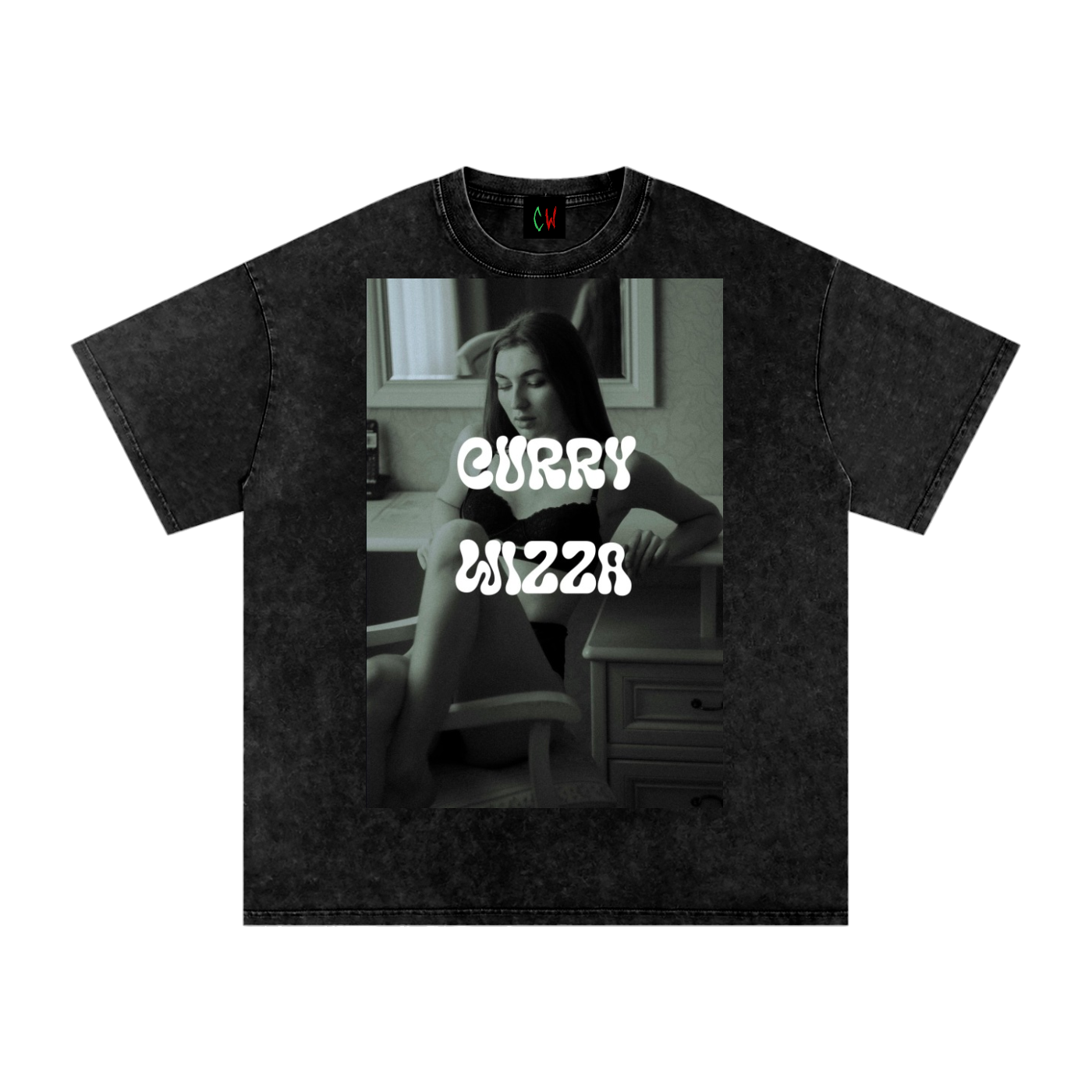 CURRY WIZZA - Snow Washed Oversized Cotton T-Shirt