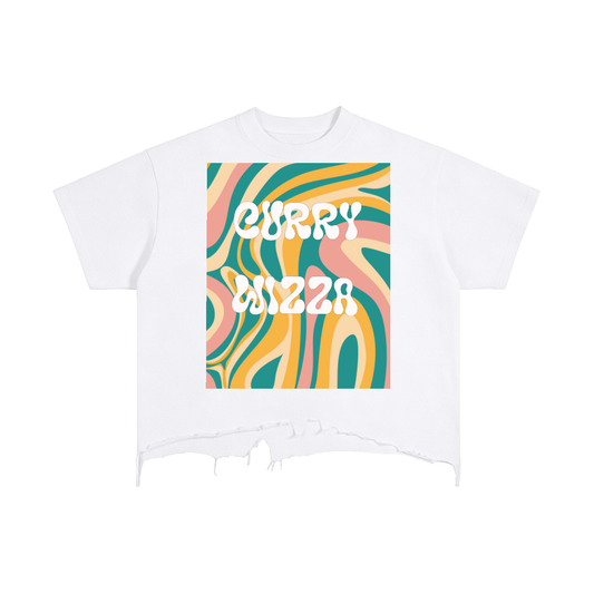 CURRY WIZZA - Vintage Wash Boxy Distressed Hem T-Shirt
