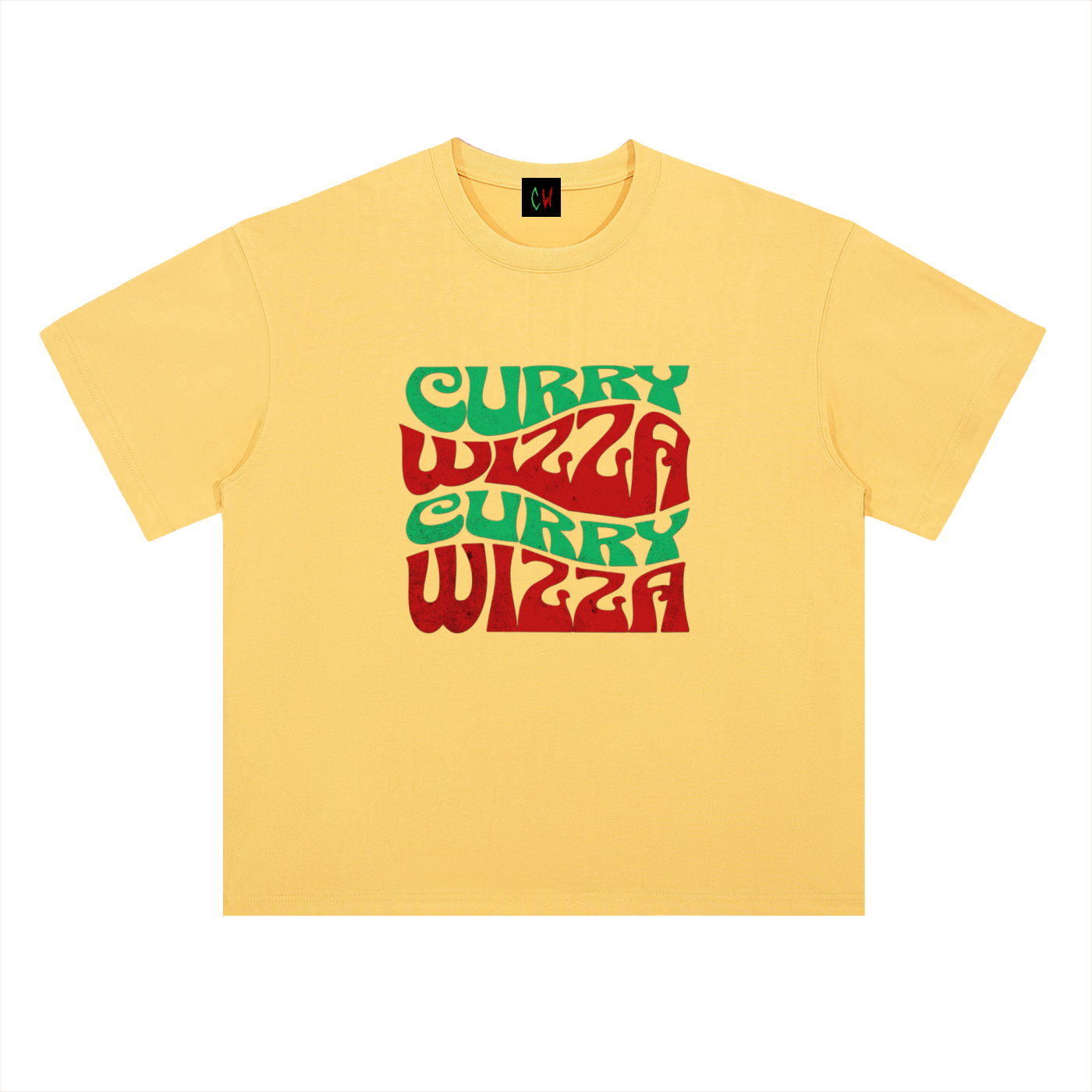 CURRY WIZZA -Heavyweight Drop Shoulder Cotton T-Shirt