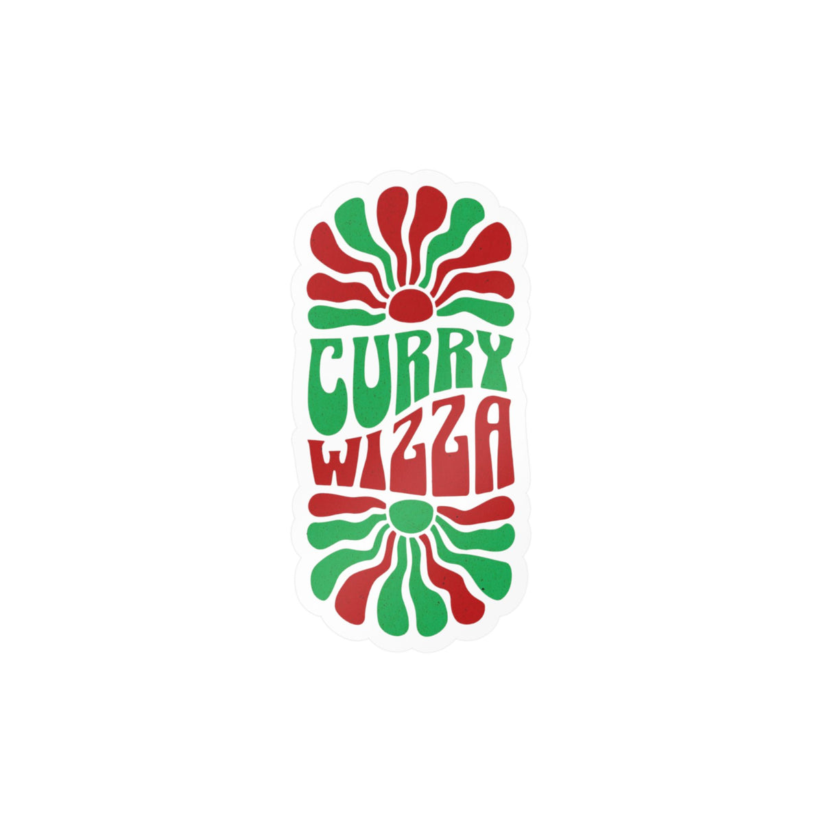 CURRY WIZZA - Kiss-Cut Vinyl Decal — Retro Psychedelic Sticker for Laptops, Water Bottles & Windows