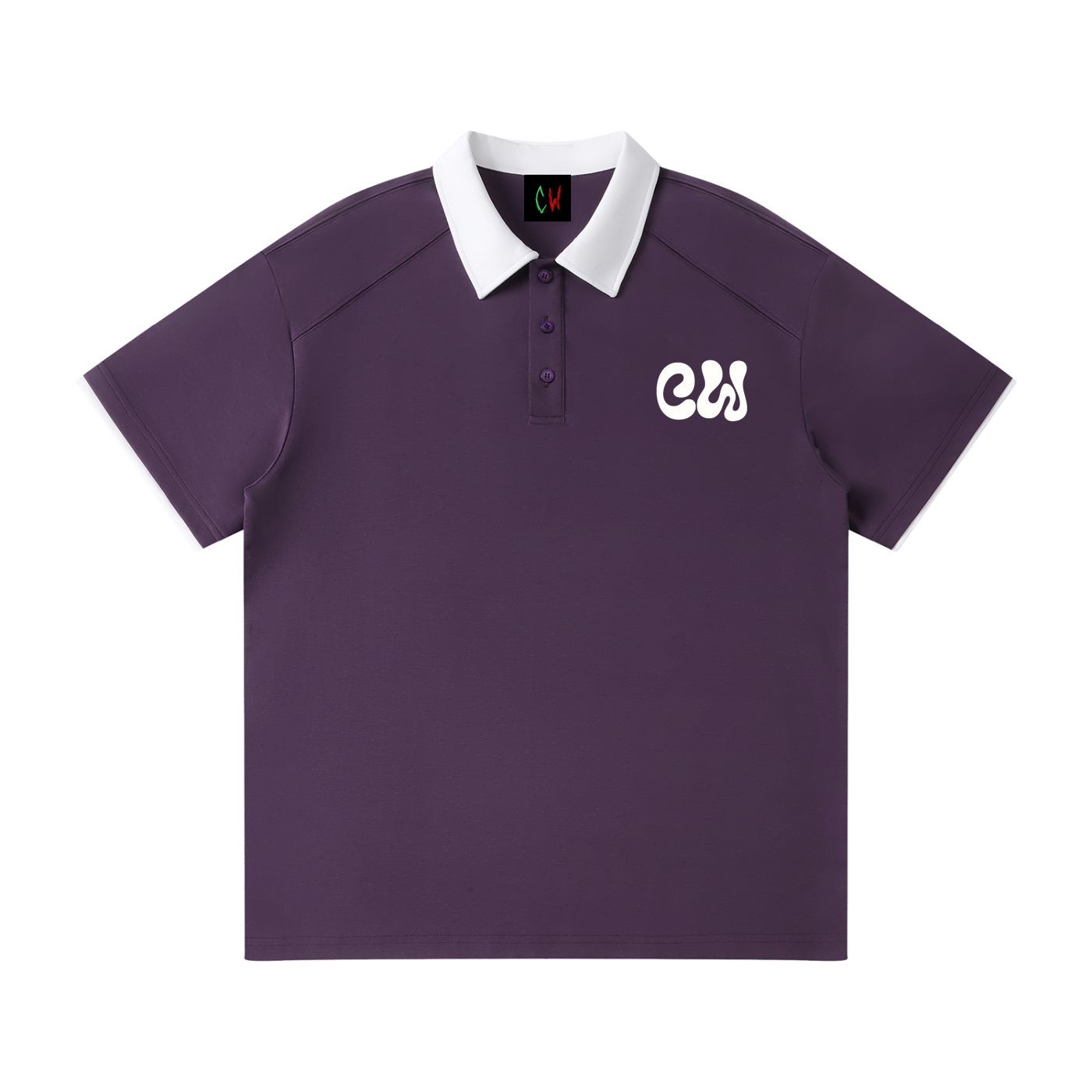 CW - Contrast Collar Raglan Polo Shirt