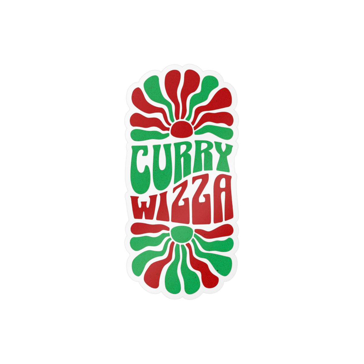 CURRY WIZZA - Kiss-Cut Vinyl Decal — Retro Psychedelic Sticker for Laptops, Water Bottles & Windows