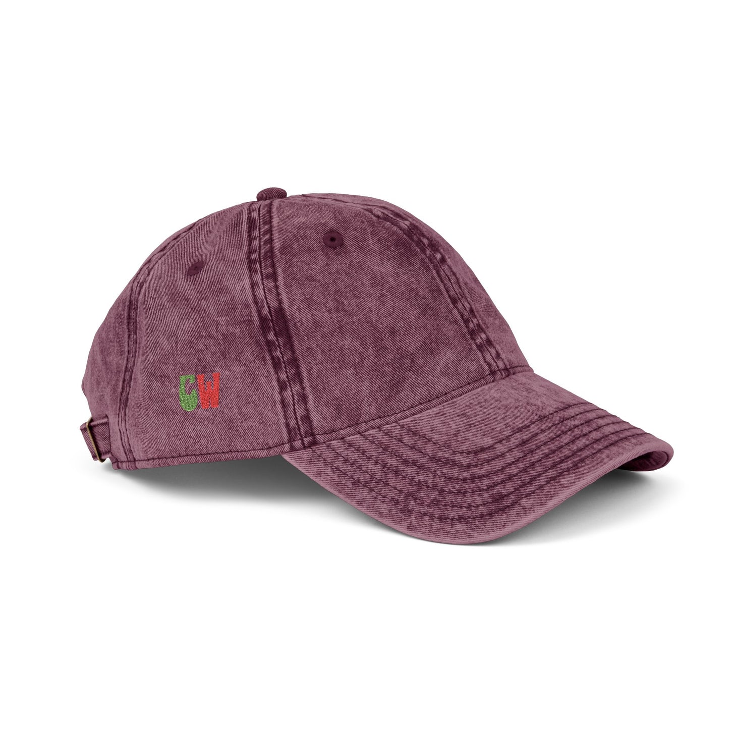 CW - Vintage Embroidered Cap – Washed Red Baseball Hat