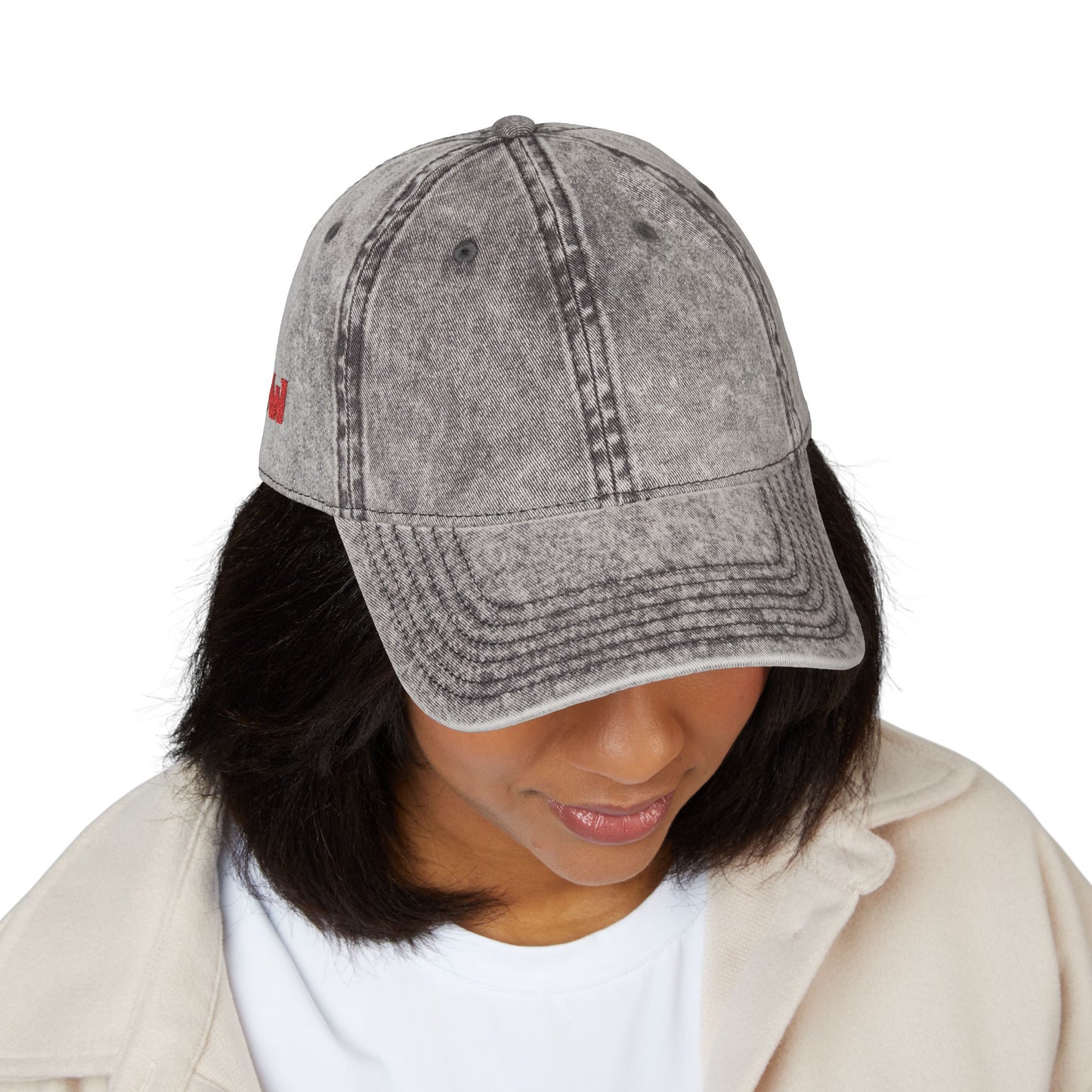 CW - Vintage Embroidered Cap – Washed Red Baseball Hat