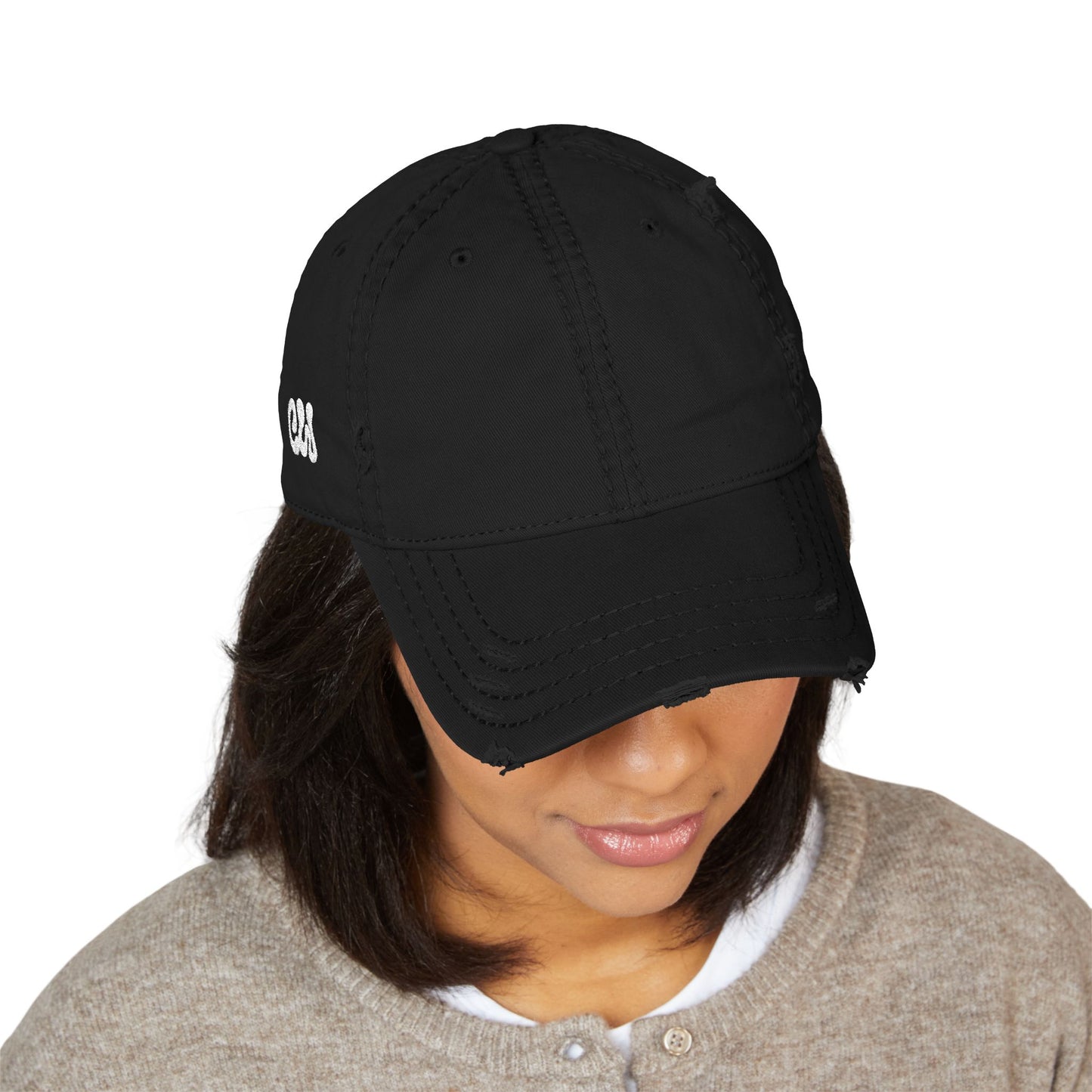 CW - Distressed Embroidered Dad Hat – Vintage Washed Baseball Cap
