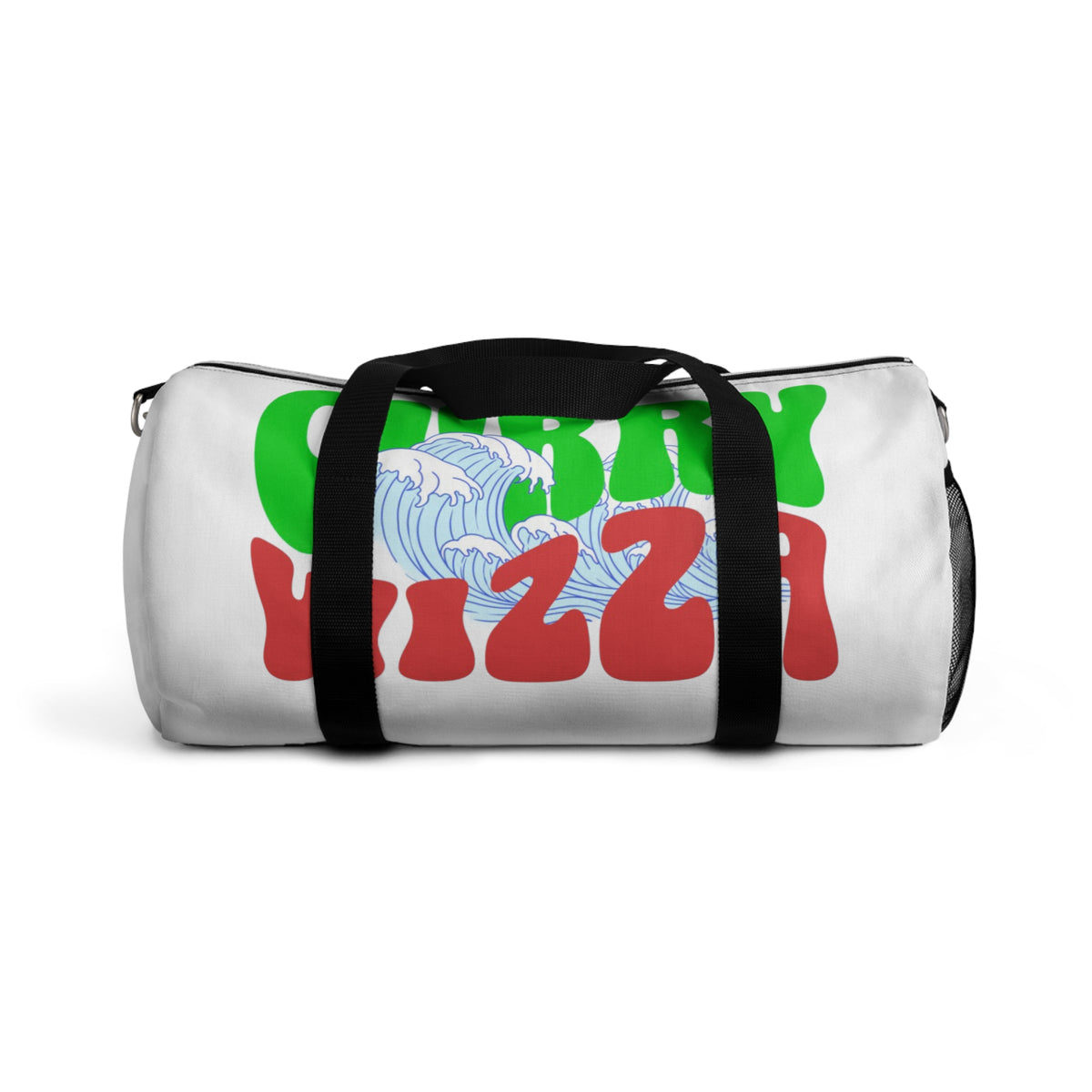 CURRY WIZZA - Graphic Duffel Bag — Retro Wave Surf-Inspired Travel Bag