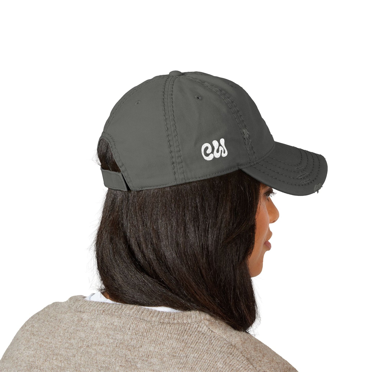CW - Distressed Embroidered Dad Hat – Vintage Washed Baseball Cap