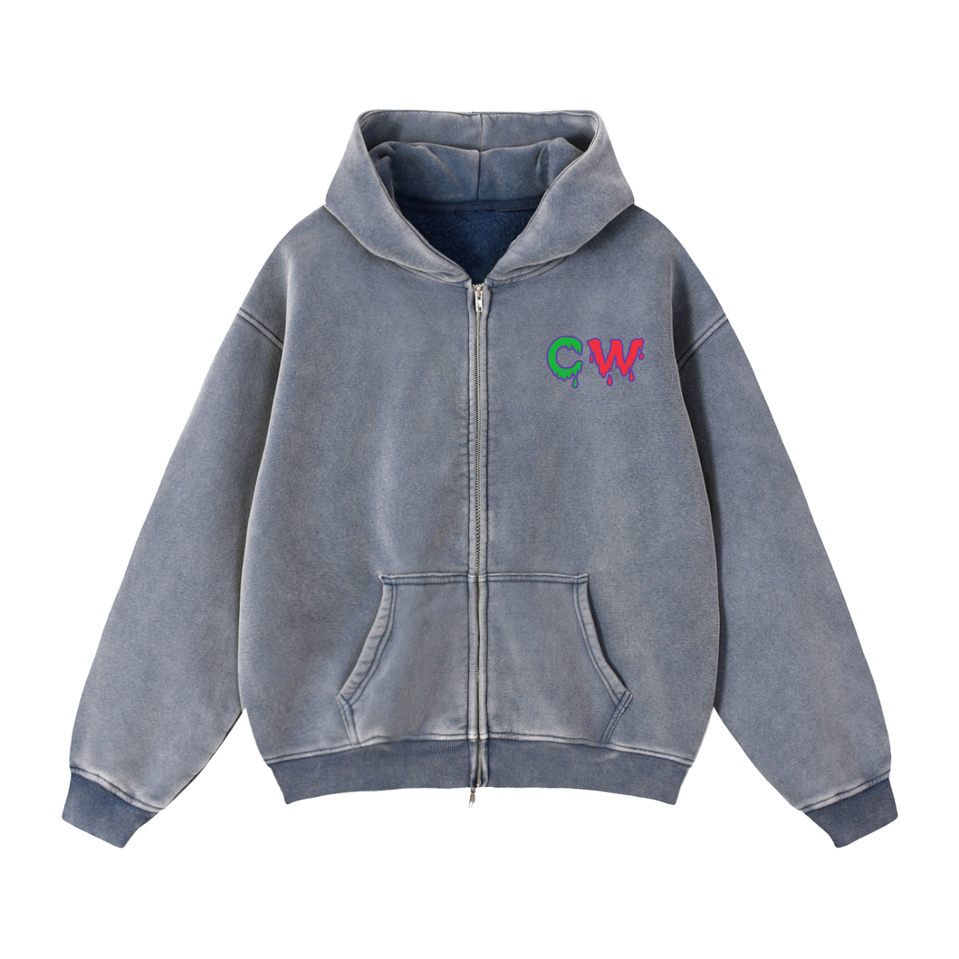 CW - Zip-Through Boxy Fleece Hoodie