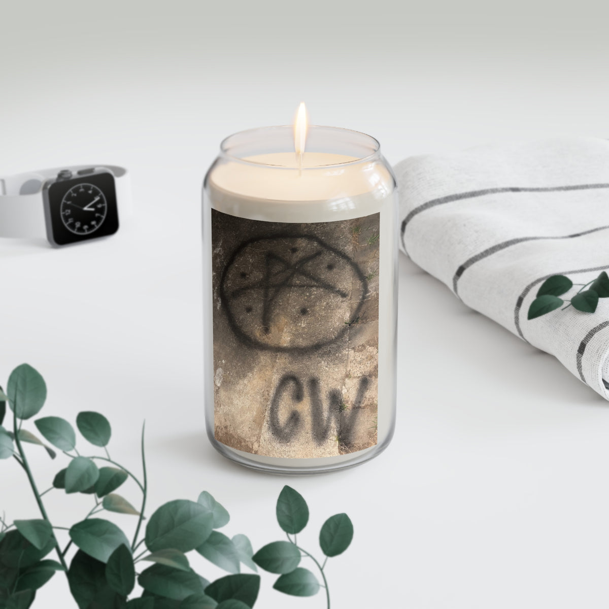 CW - Soy Candle 13.75oz — Urban Graffiti Pentagram Design, Scented Jar Candle