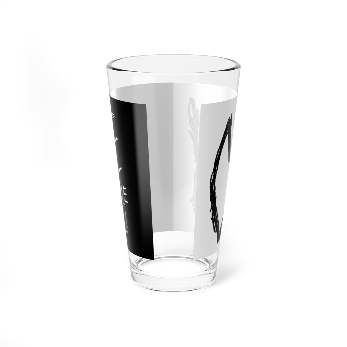 SEE DOUBLE YOU (CW) - 16oz Mixing Glass — Black & White Hand-Drawn Script Bar Glass
