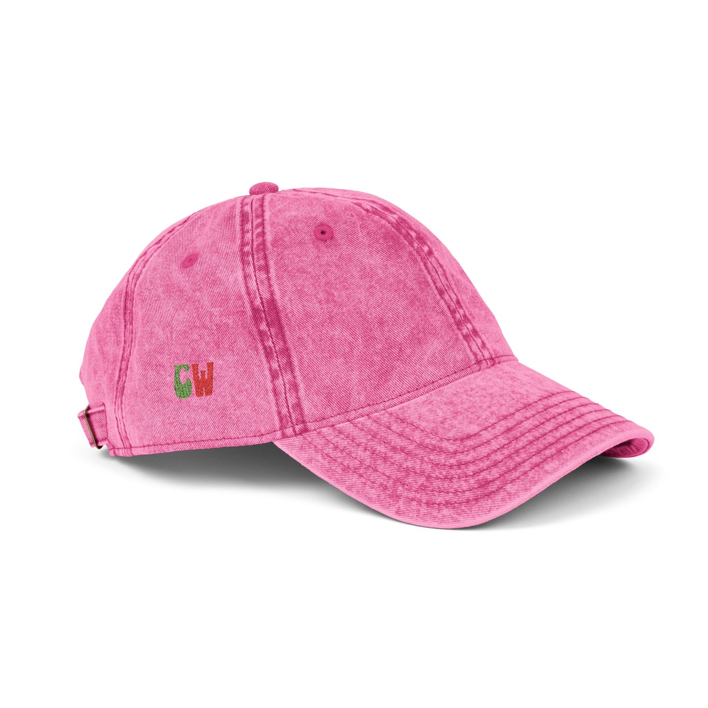 CW - Vintage Embroidered Cap – Washed Red Baseball Hat