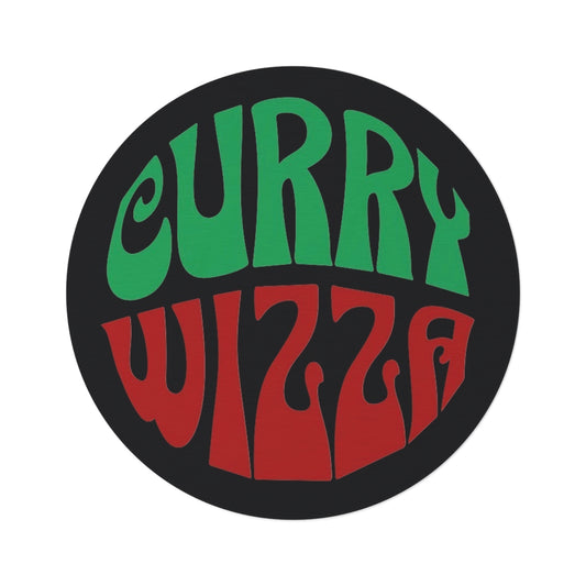 Round Rug — CURRY WIZZA Retro Psychedelic Kitchen Accent Rug