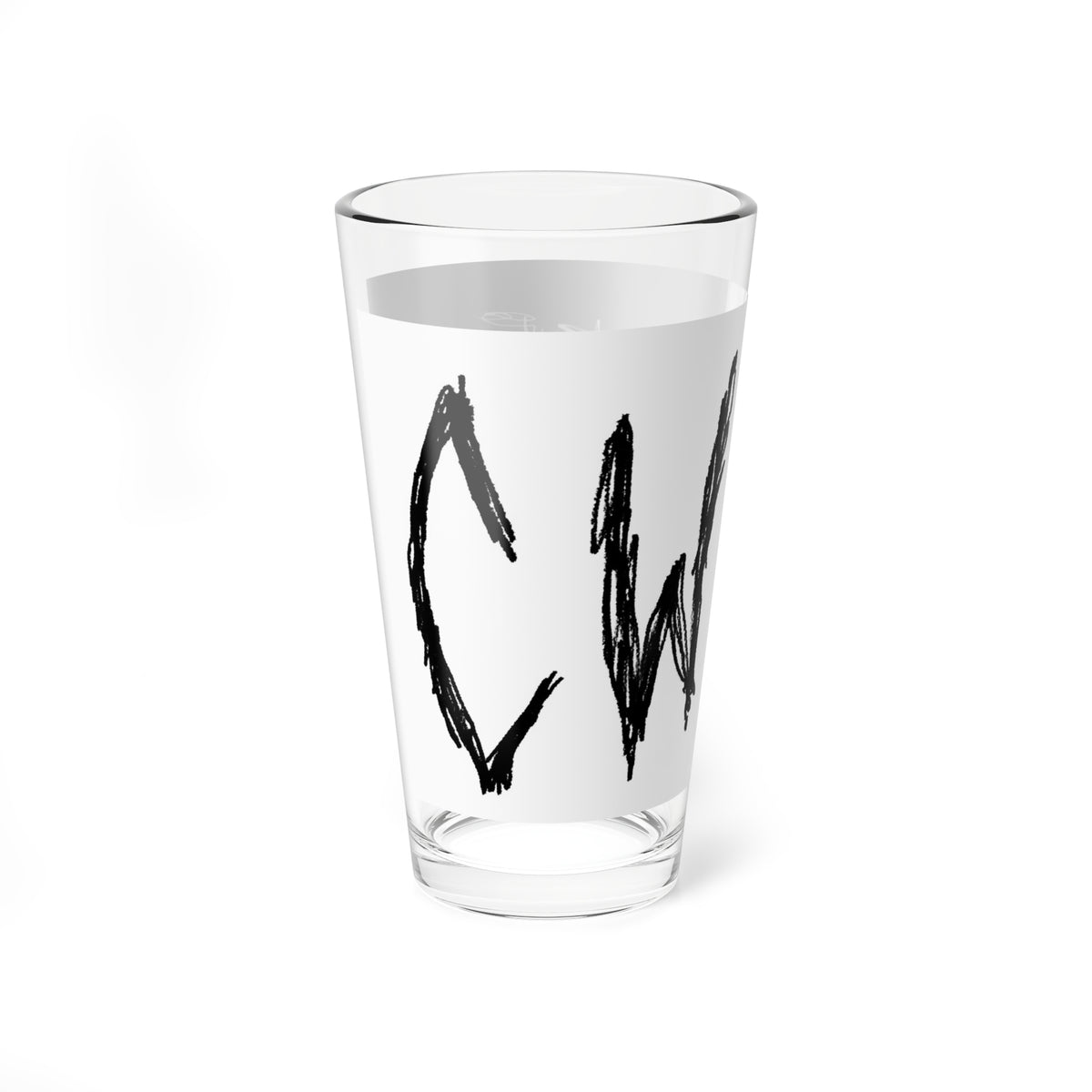 SEE DOUBLE YOU (CW) - 16oz Mixing Glass — Black & White Hand-Drawn Script Bar Glass