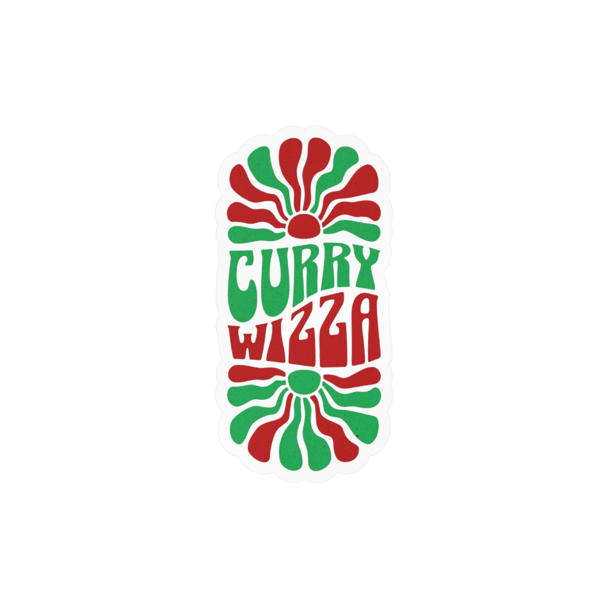 CURRY WIZZA - Kiss-Cut Vinyl Decal — Retro Psychedelic Sticker for Laptops, Water Bottles & Windows