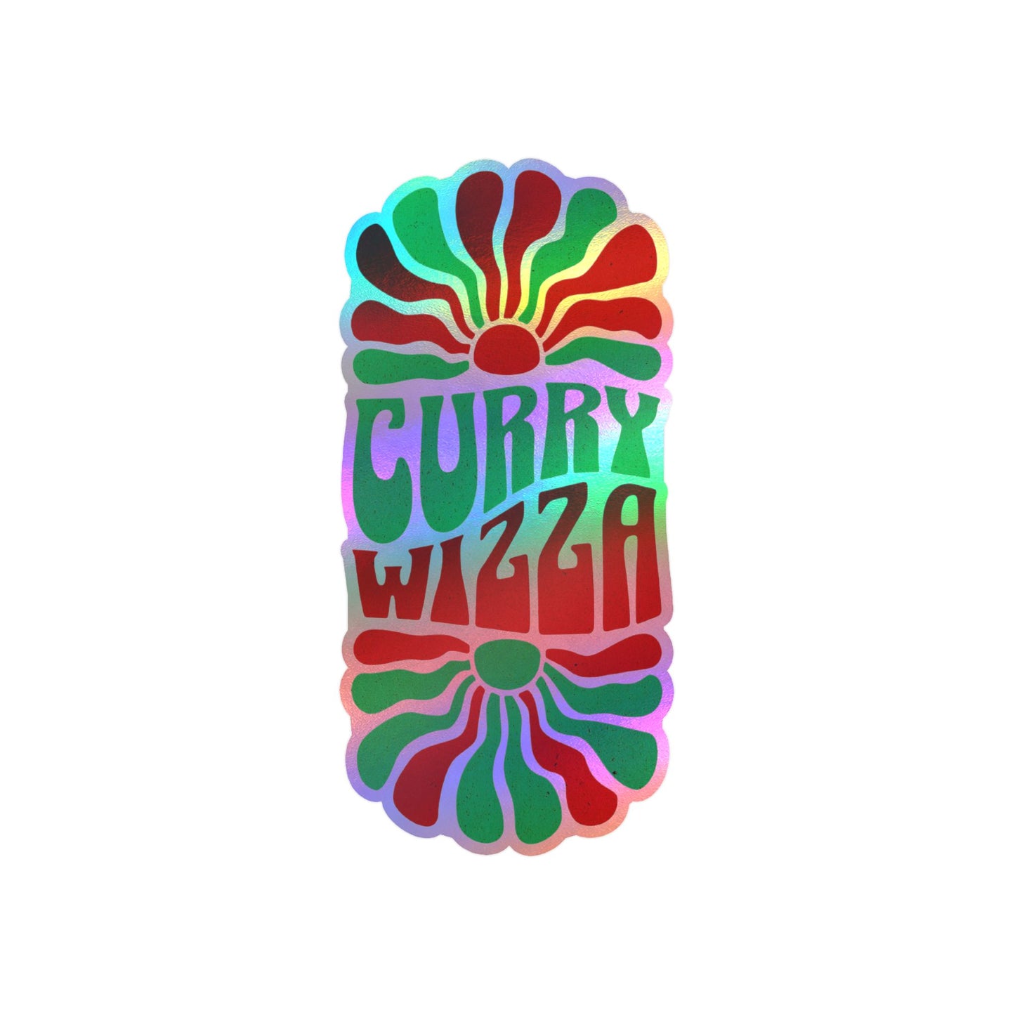 CURRY WIZZA - Kiss-Cut Vinyl Decal — Retro Psychedelic Sticker for Laptops, Water Bottles & Windows