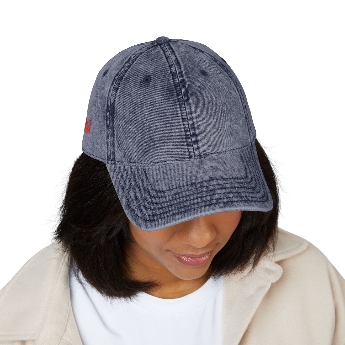 CW - Vintage Embroidered Cap – Washed Red Baseball Hat