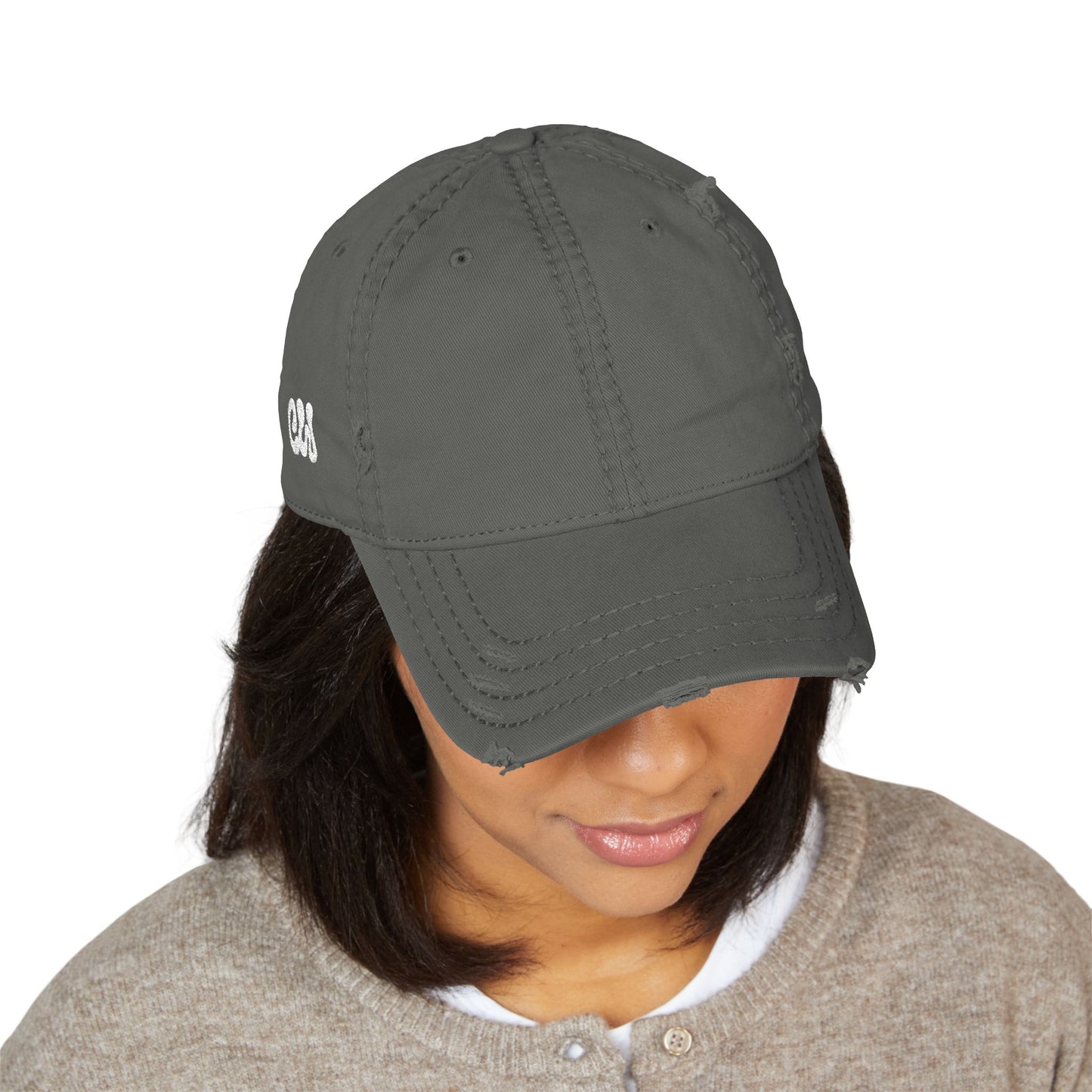 CW - Distressed Embroidered Dad Hat – Vintage Washed Baseball Cap