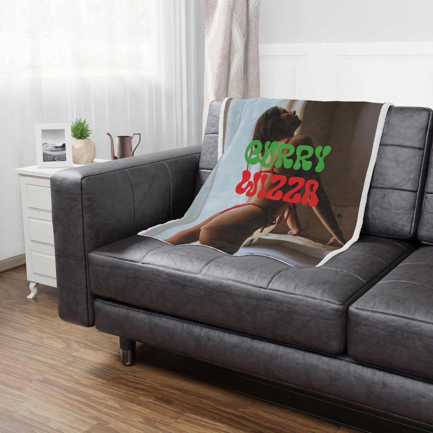CURRY WIZZA - Minky Blanket — Retro Photo Throw (Sexy Vintage Vibe)