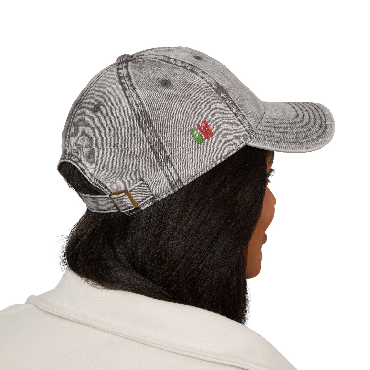 CW - Vintage Embroidered Cap – Washed Red Baseball Hat