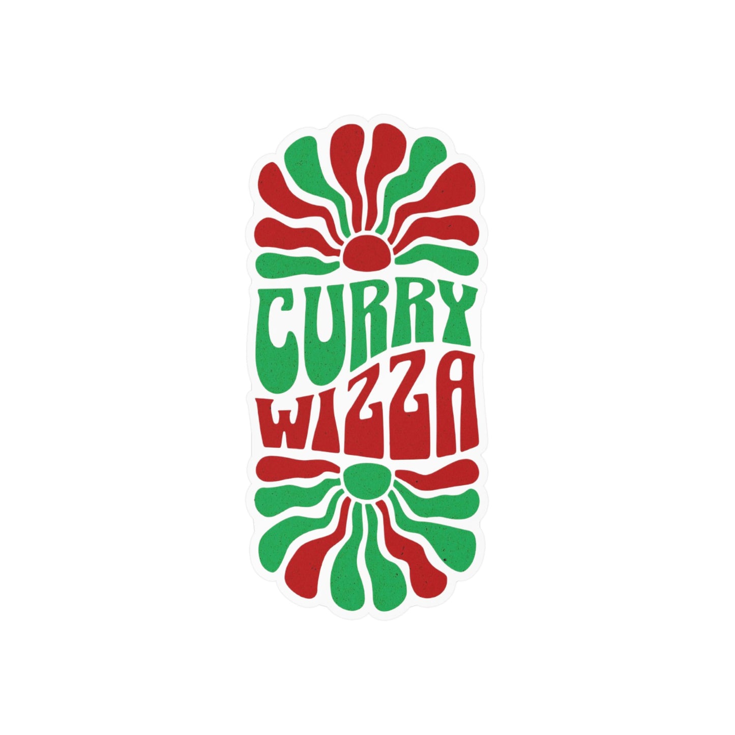 CURRY WIZZA - Kiss-Cut Vinyl Decal — Retro Psychedelic Sticker for Laptops, Water Bottles & Windows