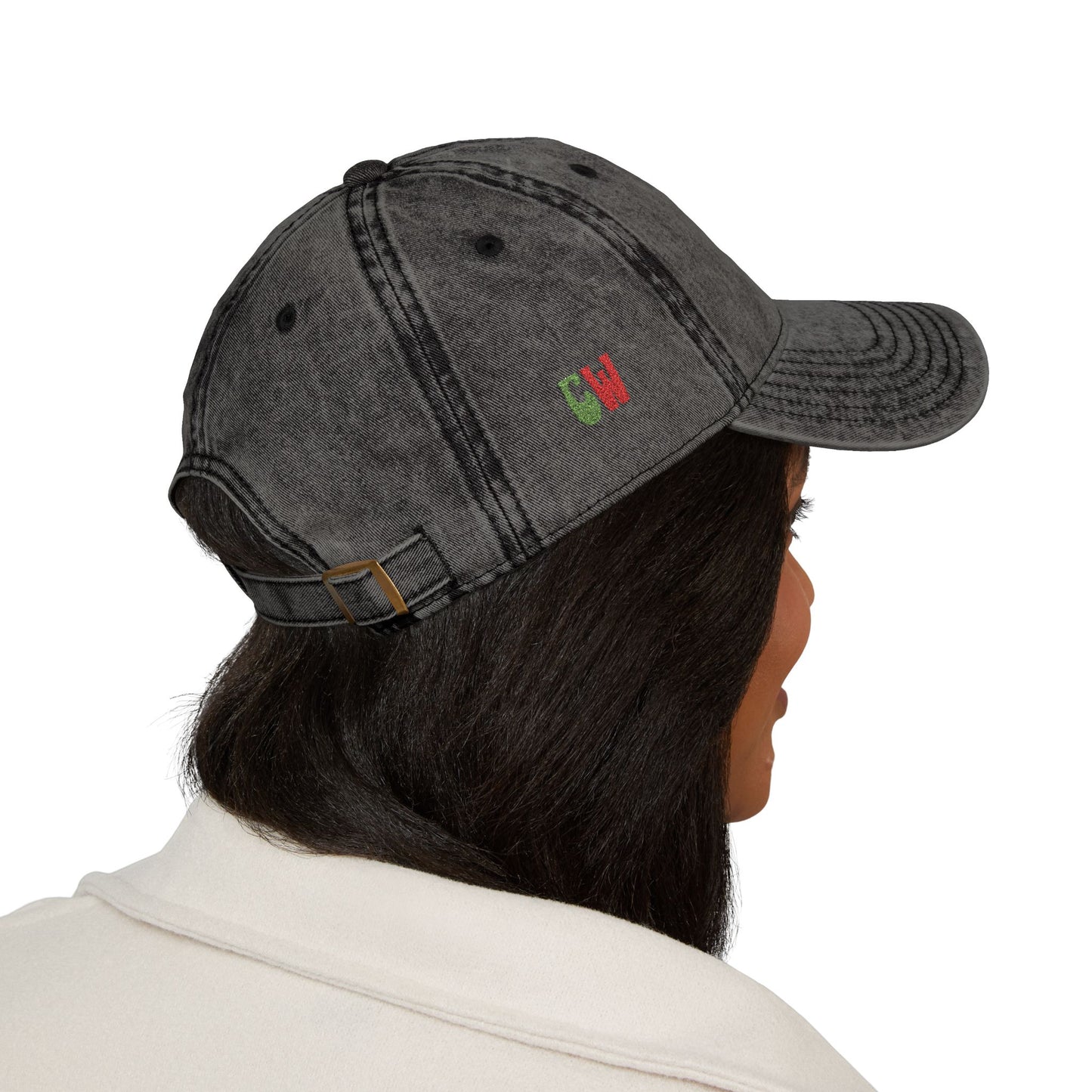 CW - Vintage Embroidered Cap – Washed Red Baseball Hat