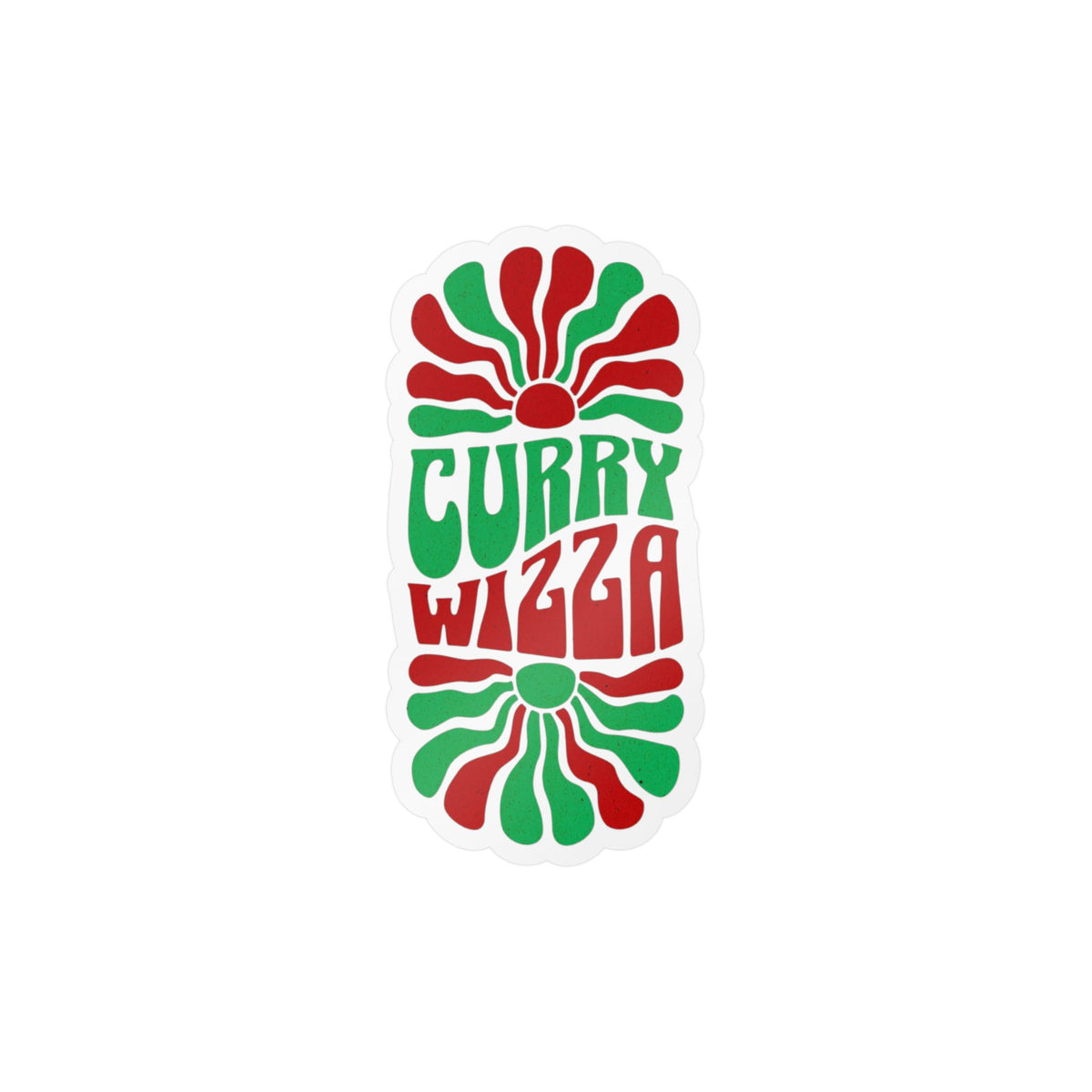 CURRY WIZZA - Kiss-Cut Vinyl Decal — Retro Psychedelic Sticker for Laptops, Water Bottles & Windows