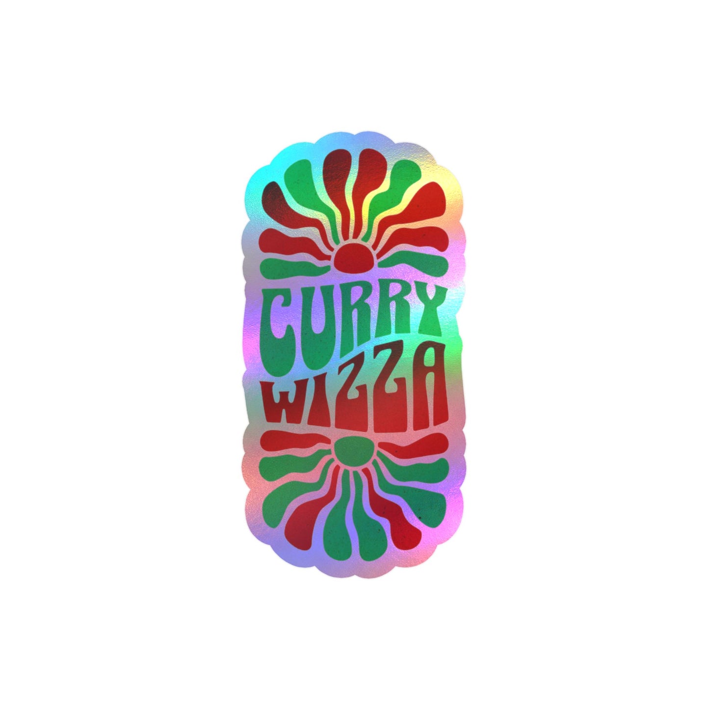 CURRY WIZZA - Kiss-Cut Vinyl Decal — Retro Psychedelic Sticker for Laptops, Water Bottles & Windows