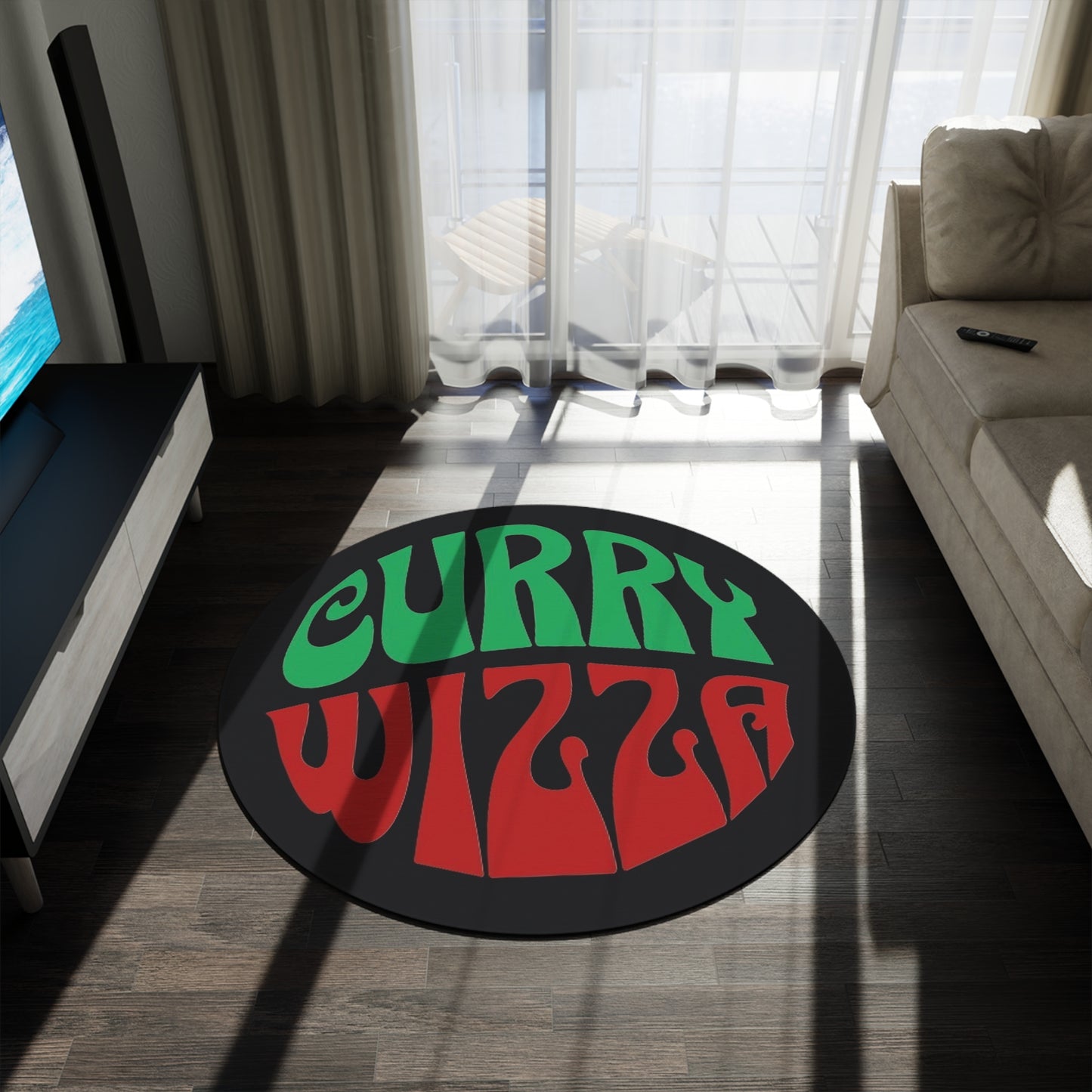 Round Rug — CURRY WIZZA Retro Psychedelic Kitchen Accent Rug