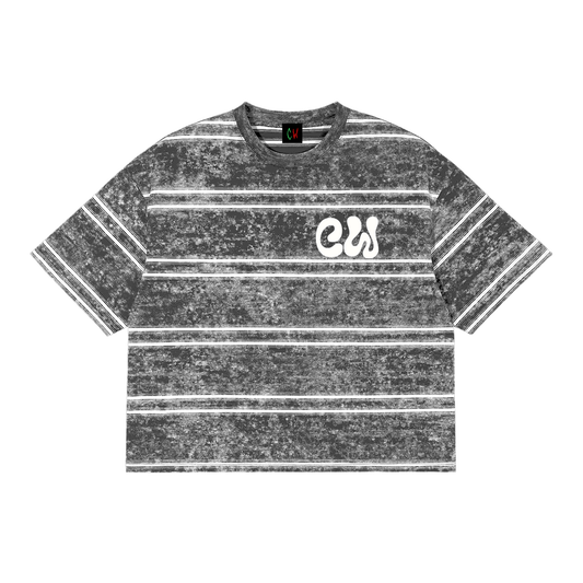 CW - Snow Washed Striped Boxy T-Shirt