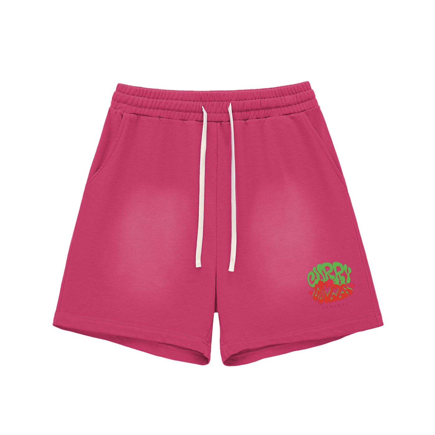 CURRY WIZZA - Sun Fade Raw Edge Cotton Shorts