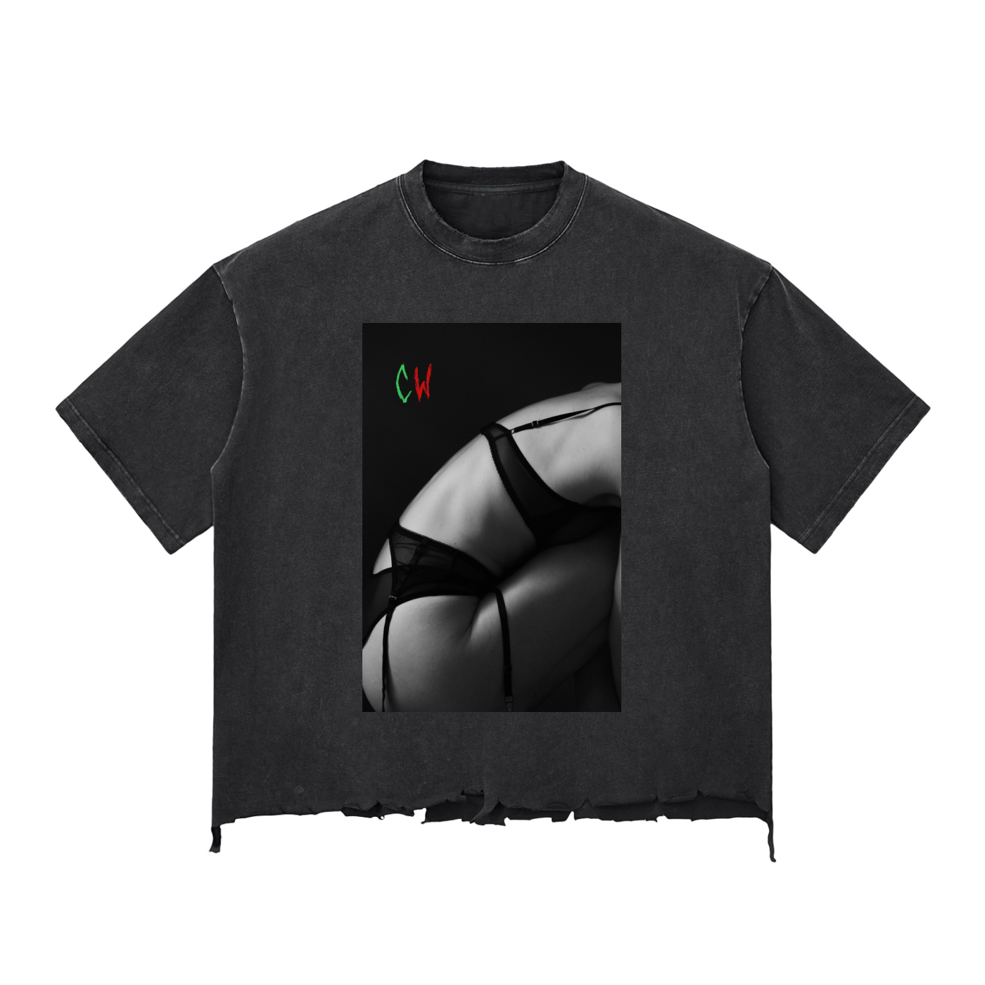 CW - Snow Wash Raw-Hem Boxy T-shirt