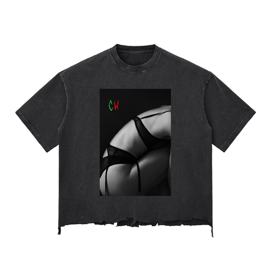 CW - Snow Wash Raw-Hem Boxy T-shirt