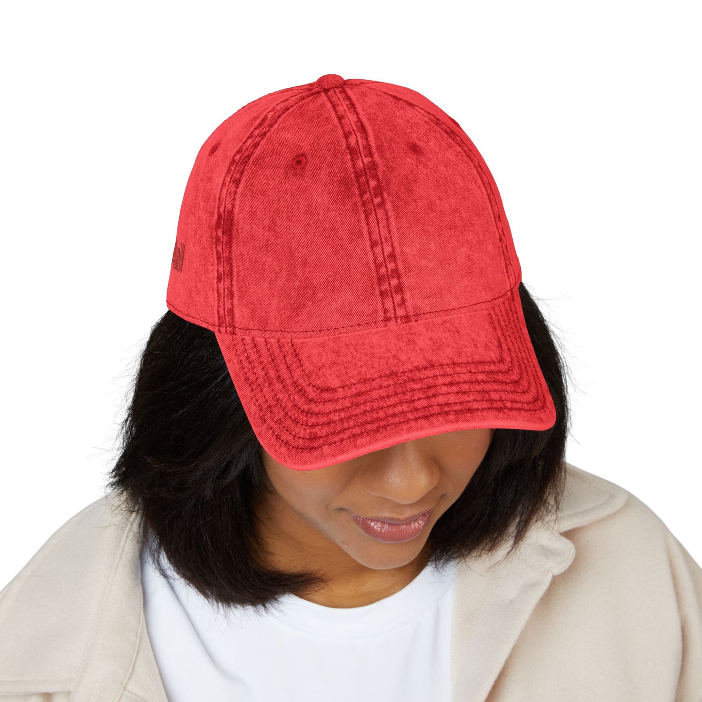 CW - Vintage Embroidered Cap – Washed Red Baseball Hat