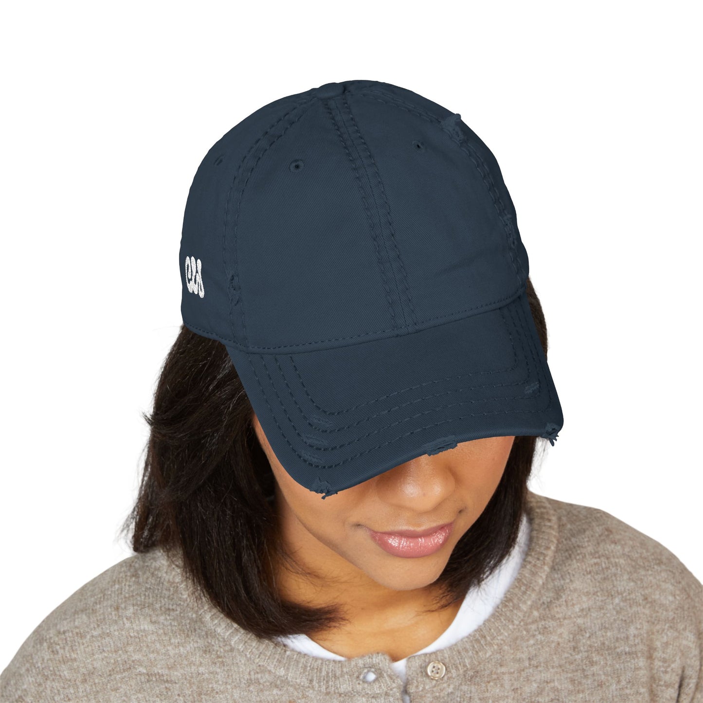 CW - Distressed Embroidered Dad Hat – Vintage Washed Baseball Cap