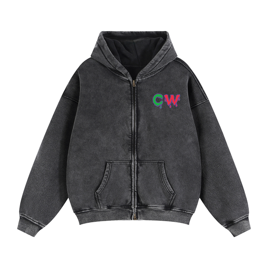 CW - Zip-Through Boxy Fleece Hoodie