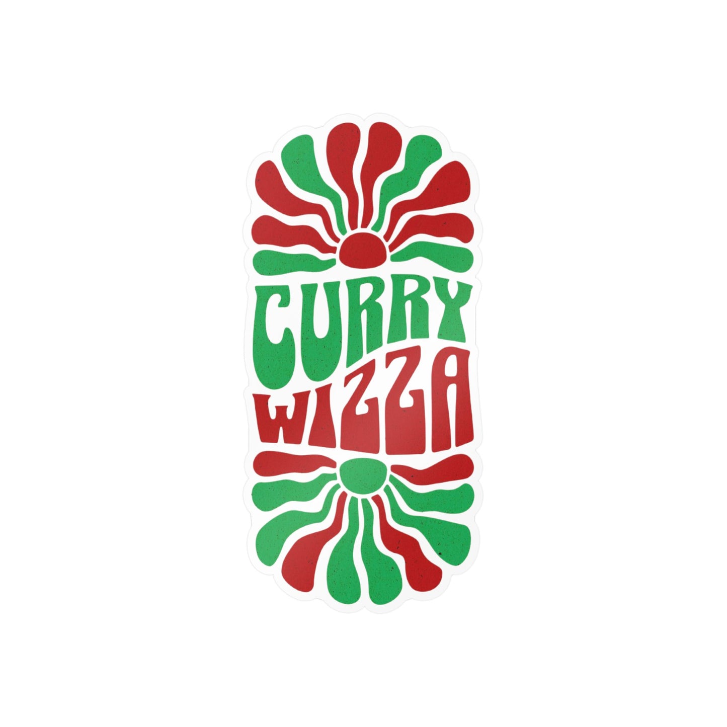 CURRY WIZZA - Kiss-Cut Vinyl Decal — Retro Psychedelic Sticker for Laptops, Water Bottles & Windows