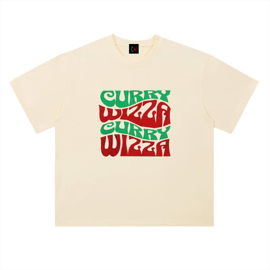 CURRY WIZZA -Heavyweight Drop Shoulder Cotton T-Shirt