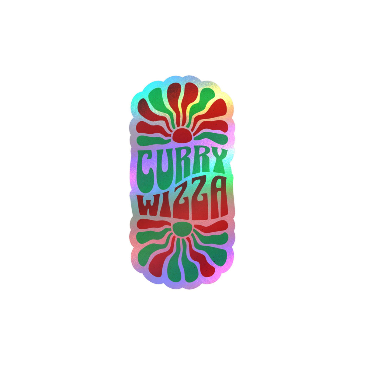 CURRY WIZZA - Kiss-Cut Vinyl Decal — Retro Psychedelic Sticker for Laptops, Water Bottles & Windows