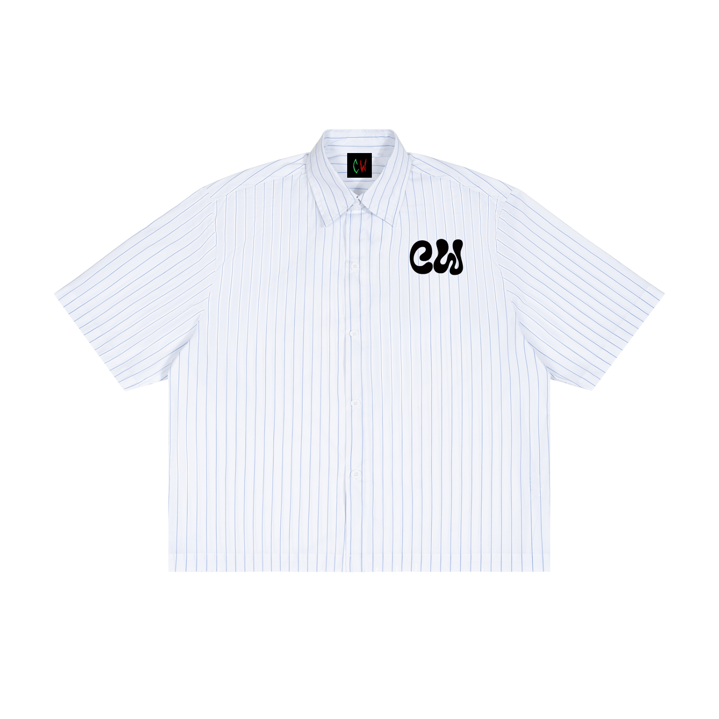 CW - Unisex Striped Boxy Button-Up Shirt