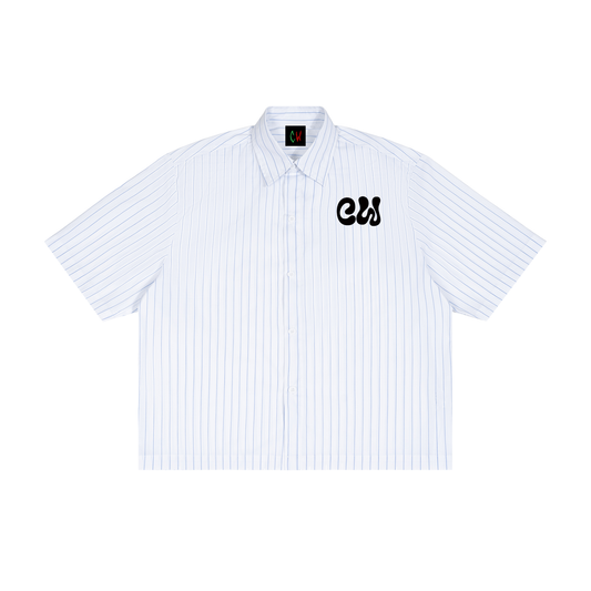 CW - Unisex Striped Boxy Button-Up Shirt