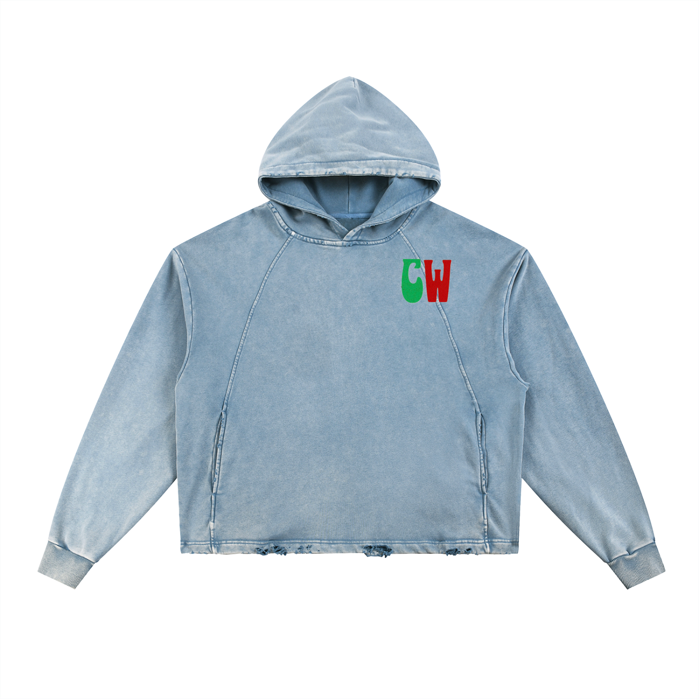 CW - Vintage Washed Frayed-Hem Hoodie