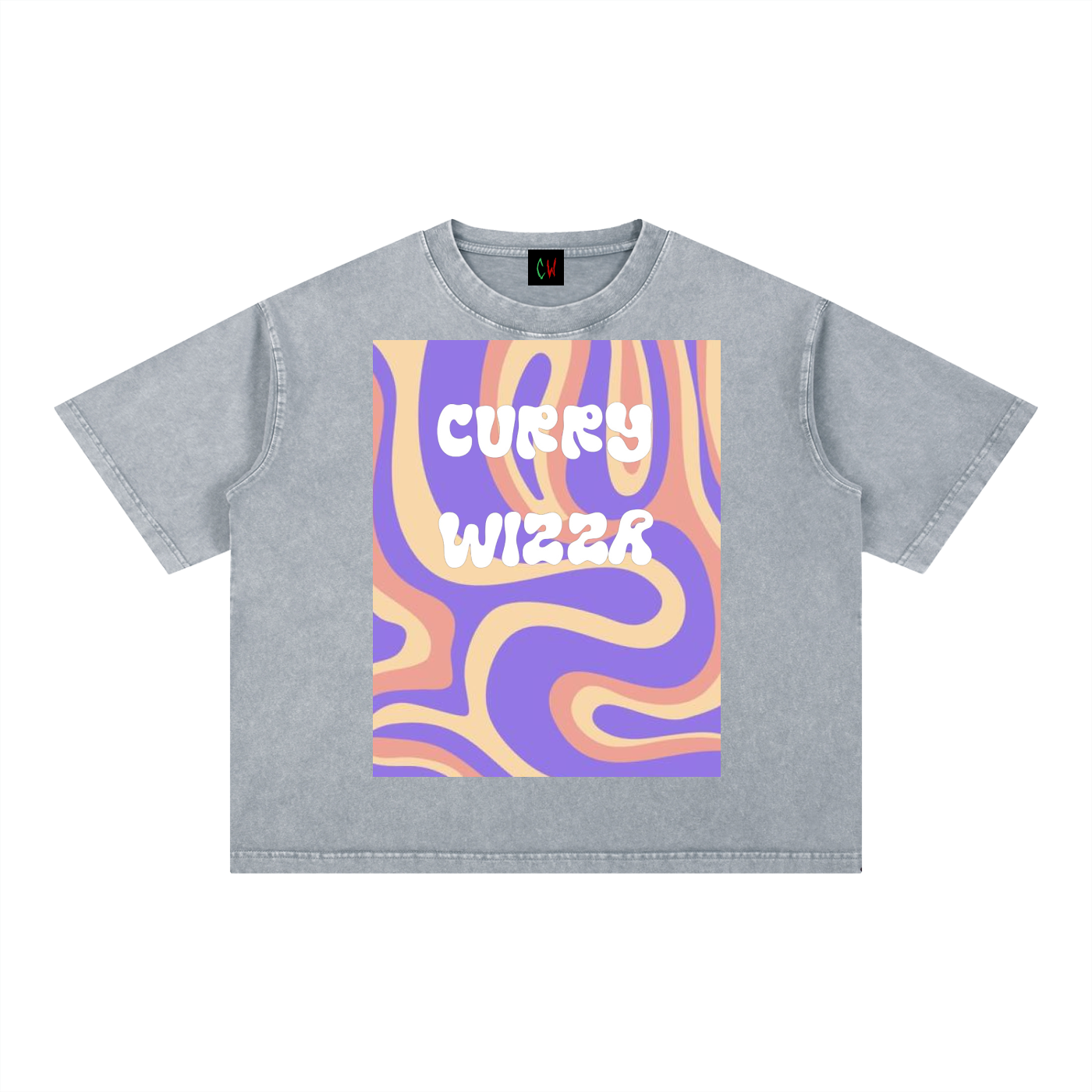 CURRY WIZZA - Mineral Wash Boxy Cotton T-Shirt