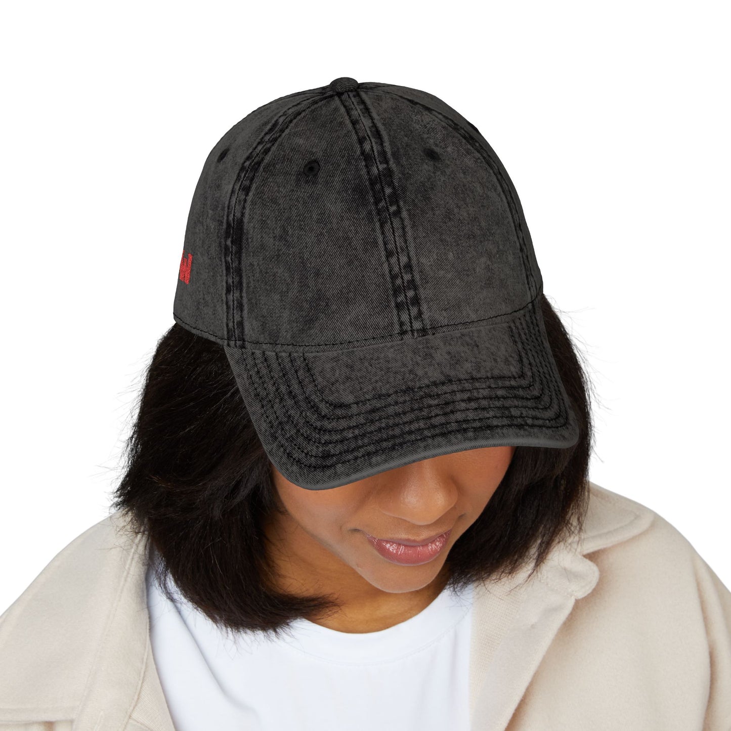 CW - Vintage Embroidered Cap – Washed Red Baseball Hat