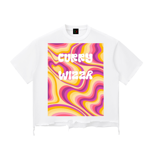 CURRY WIZZA - Snow Wash Raw-Hem Boxy T-shirt