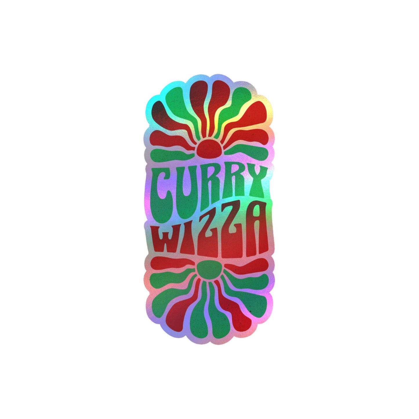 CURRY WIZZA - Kiss-Cut Vinyl Decal — Retro Psychedelic Sticker for Laptops, Water Bottles & Windows