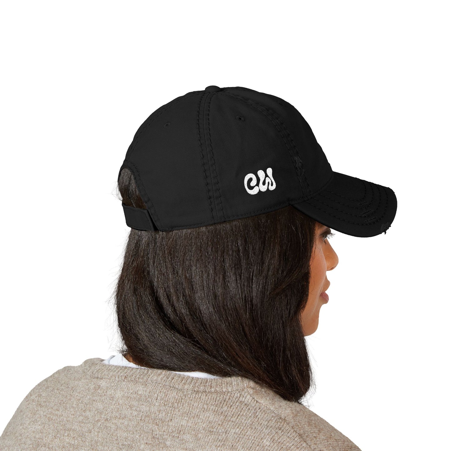 CW - Distressed Embroidered Dad Hat – Vintage Washed Baseball Cap