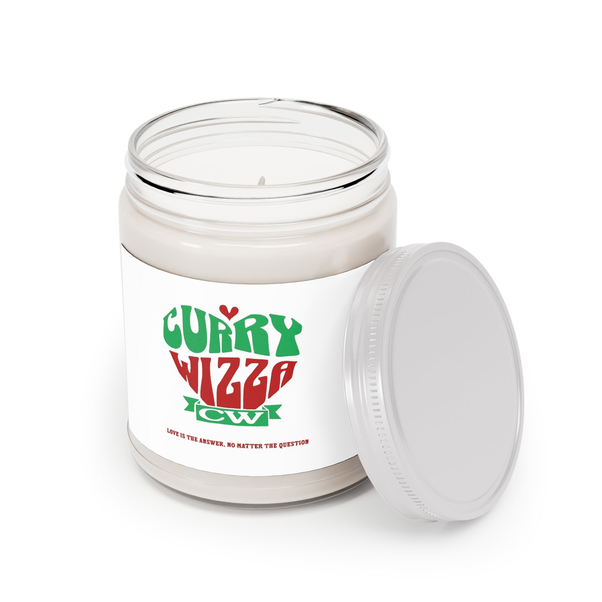 CURRY WIZZA - Scented Candle — "Curry Wizza" Soy Candle, 9oz Jar with White Lid